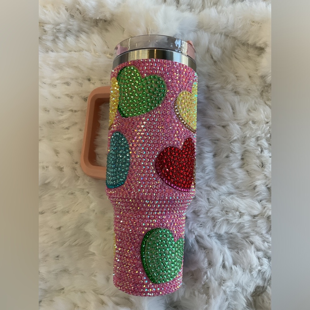 40 oz heart rhinestone tumbler